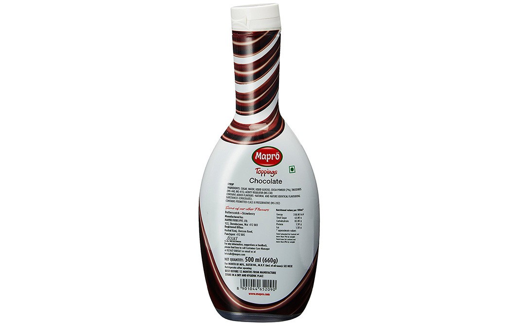 Mapro Toppings Chocolate Syrup   Plastic Bottle  500 millilitre